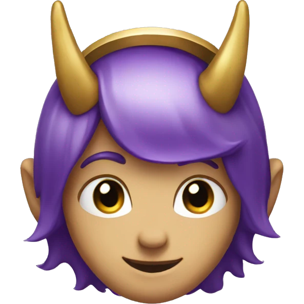 Emoji with the halo having 2  purple horns emoji