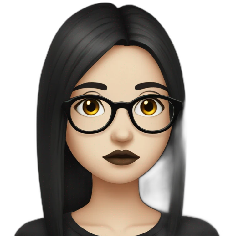 Sad+goth-girl-dark-hair-with-glasses-black-tshirt emoji