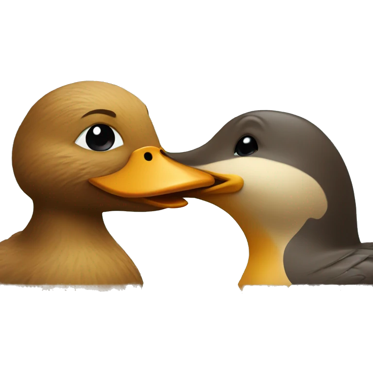 a duck kissing a beaver emoji