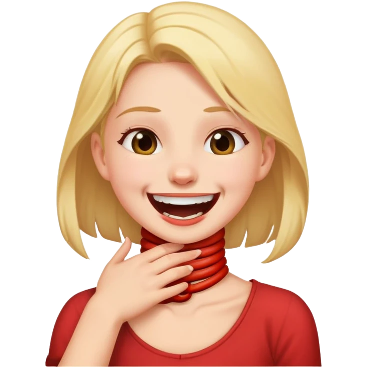 girl strangling her neck while laughing emoji