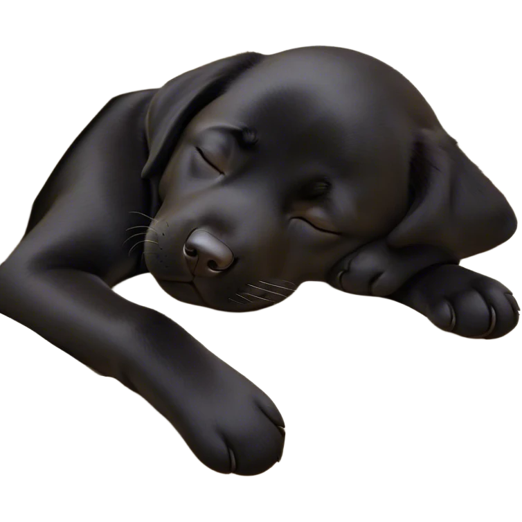 Meme-Worthy Cute Sleeping Black Labrador Portrait Emoji, Head resting peacefully with a contented smile, showcasing a delightfully robust build and a luxuriously soft black Fur, eyes shut in a serene nap, Simplified yet hilariously adorable features, highly detailed, glowing with a soft, drowsy light, high shine, relaxed and utterly lovable, stylized with an air of playful laziness, bright and heartwarming, soft glowing outline, capturing the essence of a comically sleepy companion, so meme-worthy it feels like it could instantly become the next viral sensation of adorable slumber! emoji