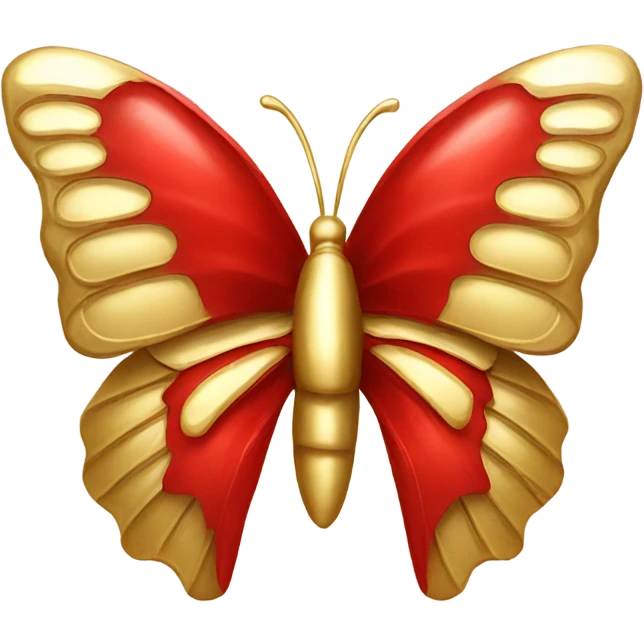 Gold butterfly. Red bow. Gold gift.  emoji