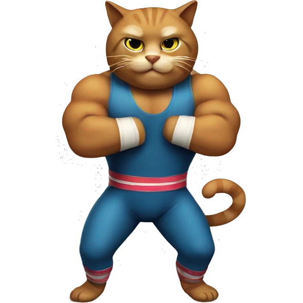 cat dressed as a professional wrestle emoji