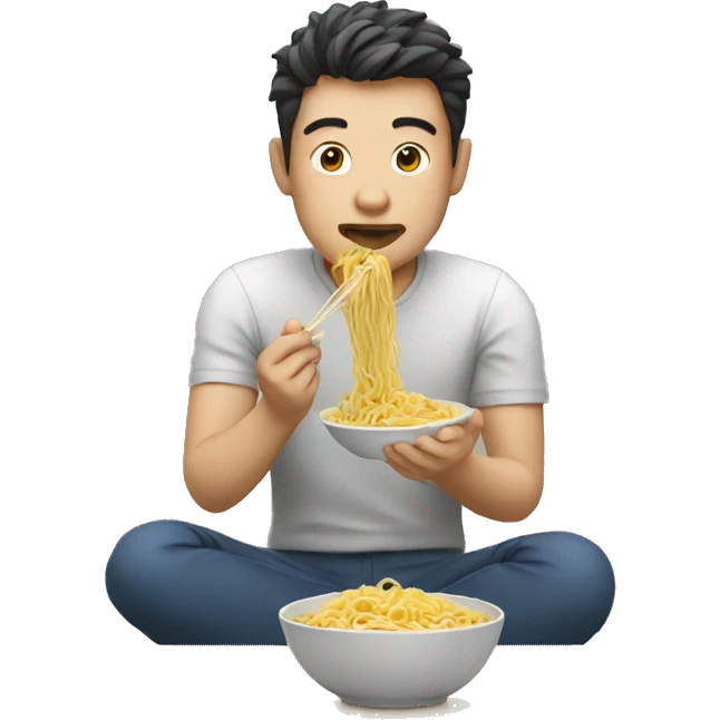 Man eating noodles emoji
