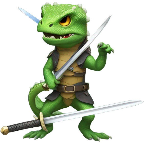 Galactic lizard holding a sword emoji