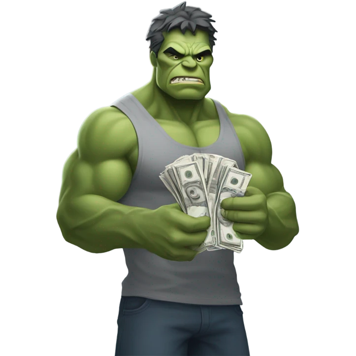 Gray hulk offering money  emoji