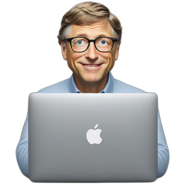 Bill gates using macbook emoji