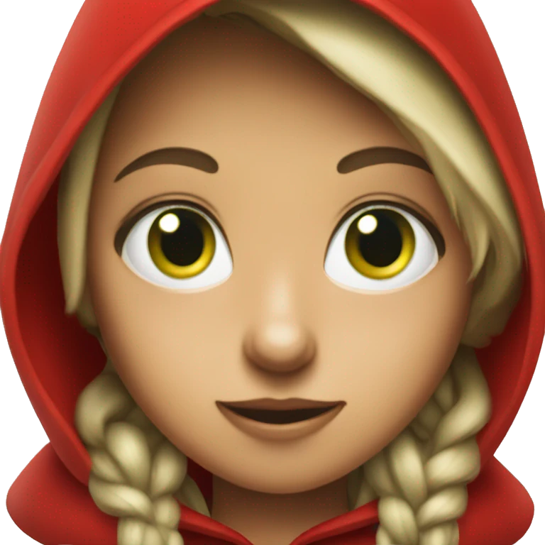 Red riding hood with very green eyes emoji