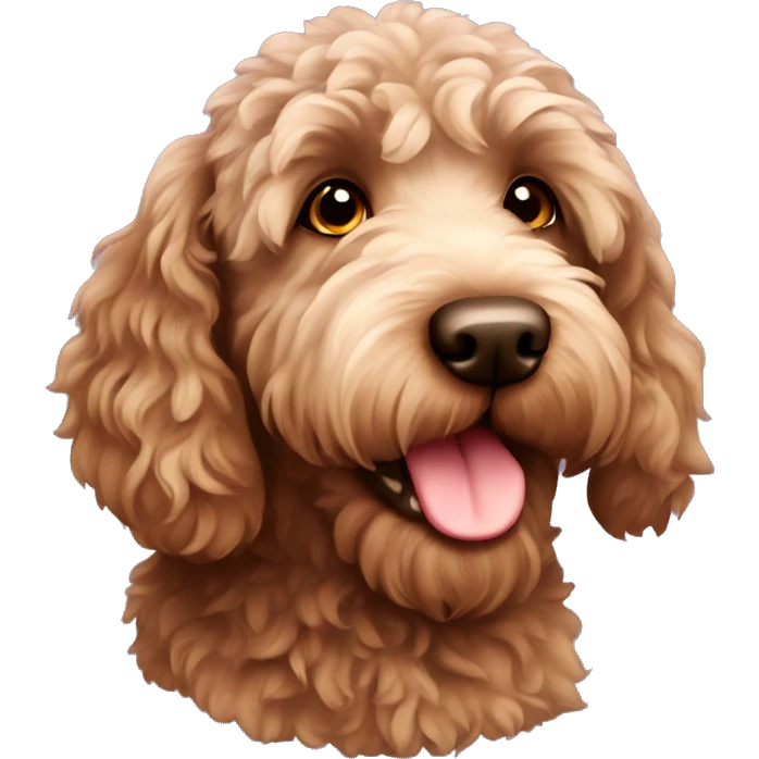 Cute brown Labradoodle dog emoji