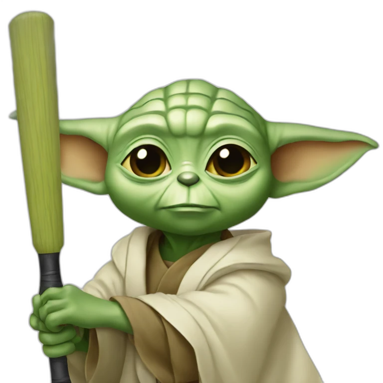 yoda holding a cricket bat emoji