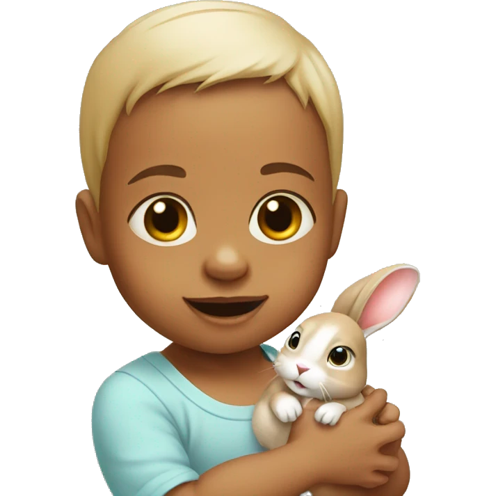 Baby with rabbit  emoji
