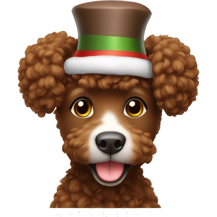 brown pudel with New Year's hat emoji