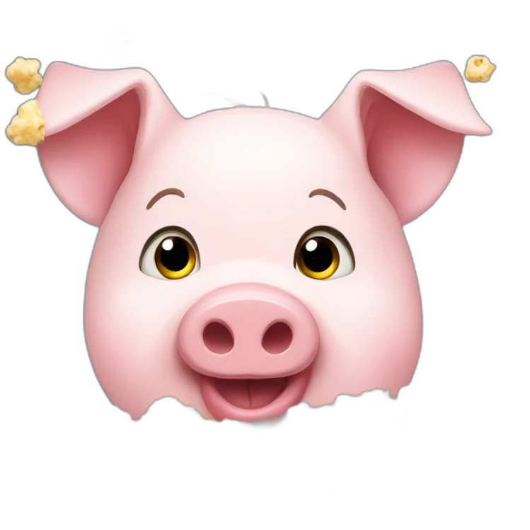 Cute Pig watching monitor while eating popcorn emoji