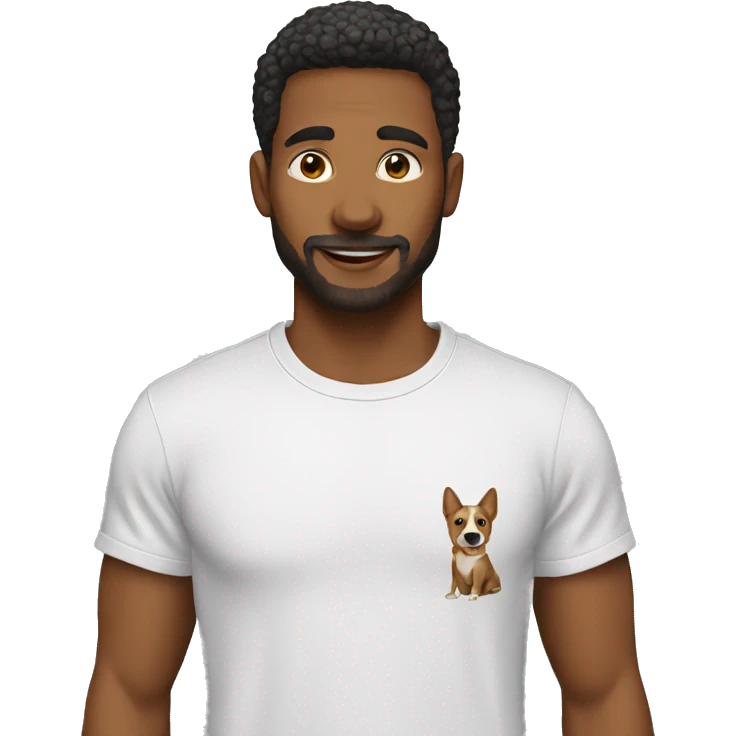 a man with a dog t shirt emoji