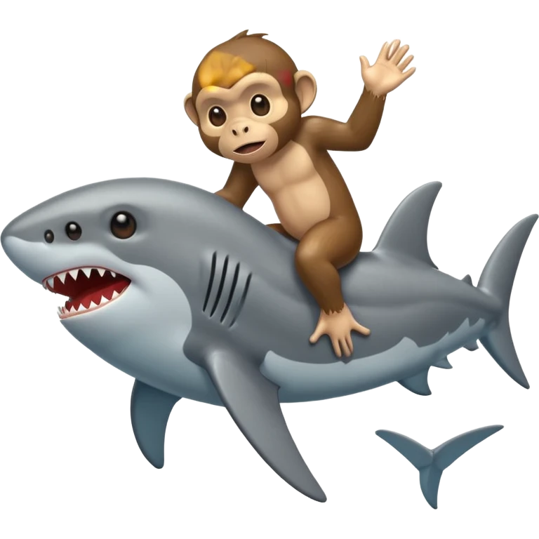 monkey rides a shark emoji