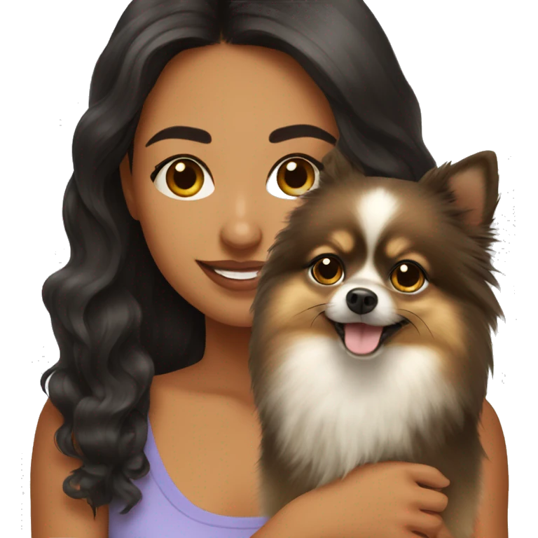 Young Latina girl with Pomeranian emoji