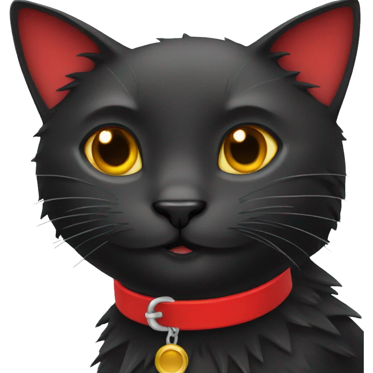 Black cat with red spiked collar emoji