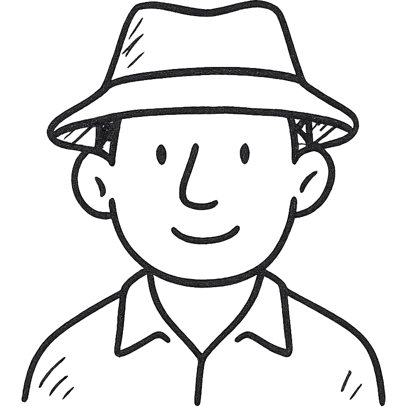 hand drawn outlined icon of a man with a hat emoji