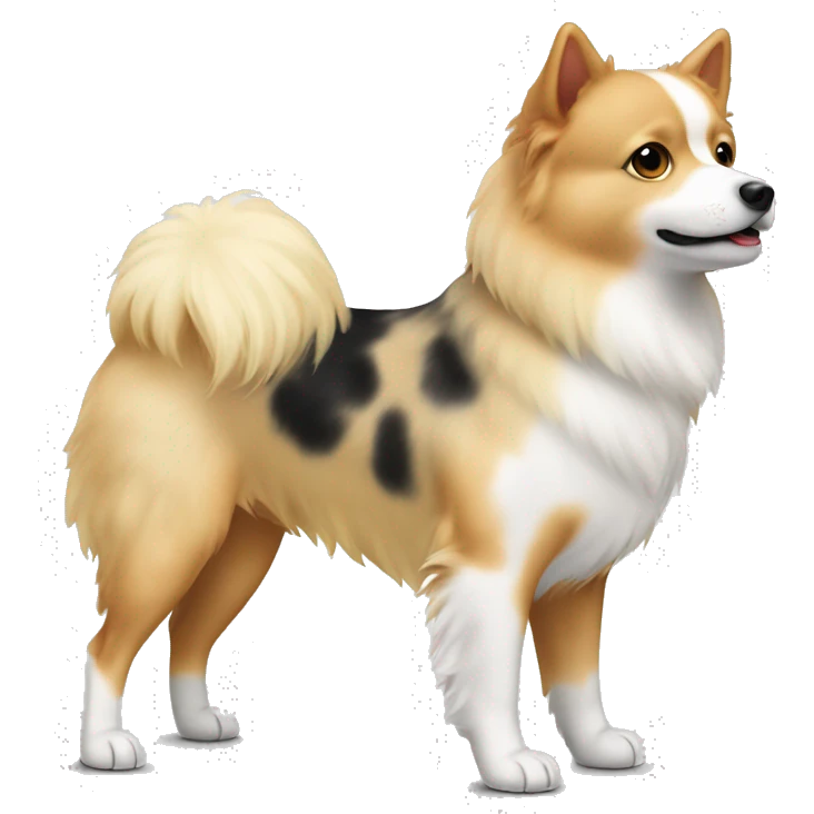White and blonde spots spitz standing  emoji