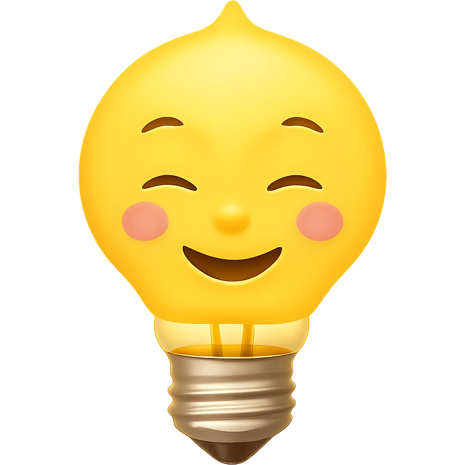 Add a glowing effect to the Bulby bulb, keep the background transparent. The style should maintain the original look with a luminous glow around the bulb. emoji