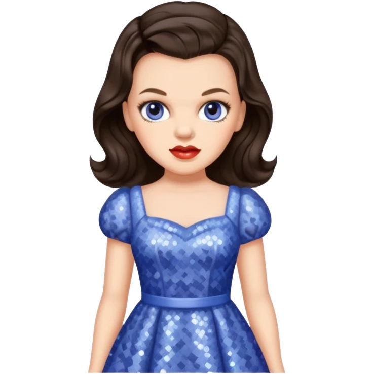 Judy Garland with long dark brown hair, periwinkle sequin dress emoji