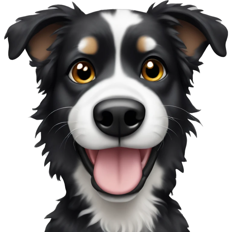 Black fur Aussie dog with white fur spot on head emoji