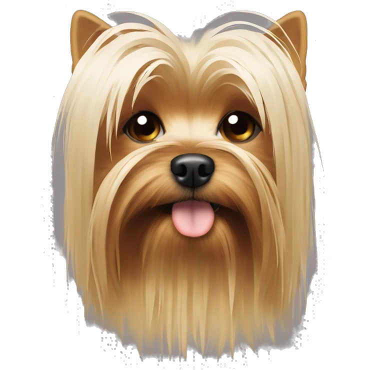 Yorkshire Terrier, long hair covering his face, long bangs, one eye closed emoji