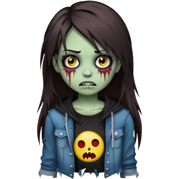 girl zombie long dark brown hair emo emoji emoji