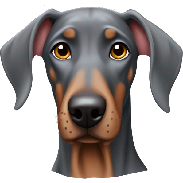 Gray Doberman floppy ears emoji