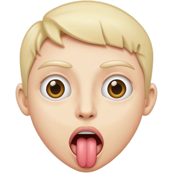 both eyes wide open with tongue stucking out emoji