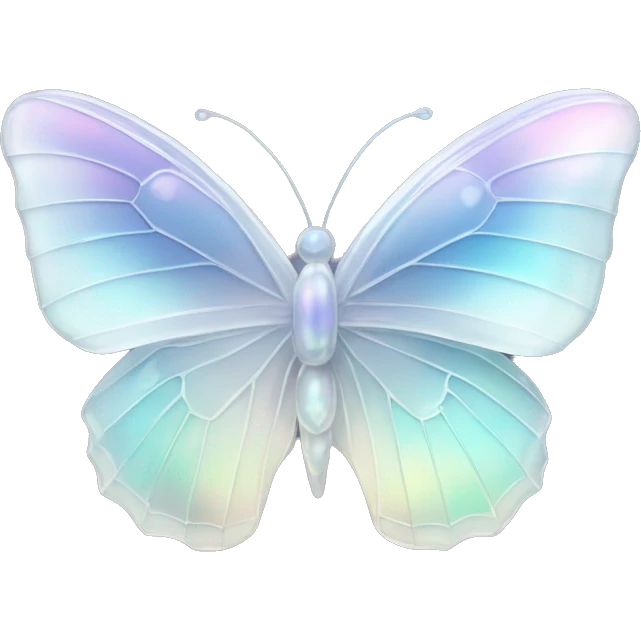 Pastel white iridescent glass crystal butterfly emoji