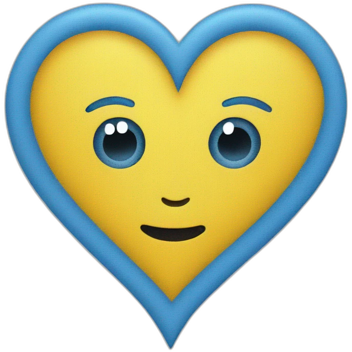 Yellow is a blue heart emoji