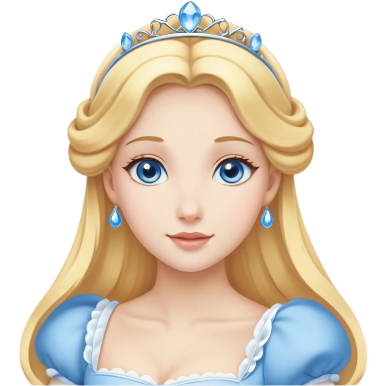 Cinematic Elegant Cinderella Portrait Emoji, Graceful and poised in her classic maid attire, golden locks cascading softly, bright blue eyes full of hope, a gentle glow of kindness and determination, delicate and humble yet undeniably beautiful, evoking the moment before her magical transformation, pure enchantment in her gaze! emoji