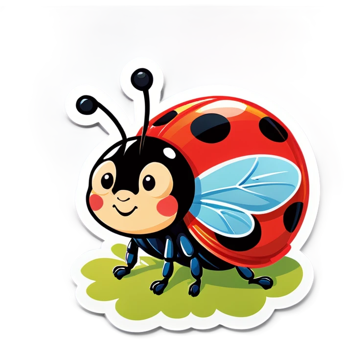 Cute ladybug with butterfly sitting on  emoji