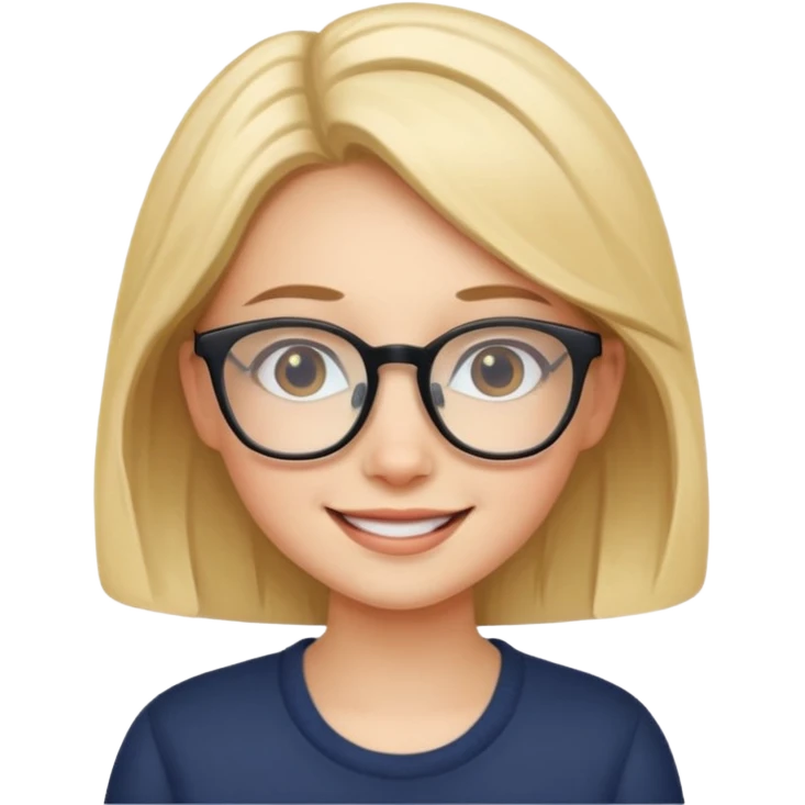 cute girl, glass, smart emoji