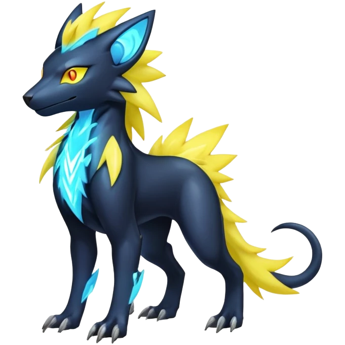  pastel dark bright vibrant futuristic lush warm-colored neon-glowing electric maned Luxray-Manectric-Fakémon-Vernid-Digimon-hybrid-creature (full body) emoji