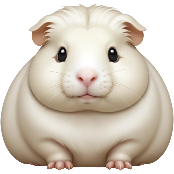 Cinematic Noble White Guinea Pig Portrait Emoji, Poised and regal, with a compact, chubby build and a pristine, well-groomed pure white coat, deep-set soulful dark eyes, Simplified yet sharp and sophisticated features, highly detailed, glowing with a soft, dignified glow, high shine, intelligent and sweet, stylized with an air of gentle purity, focused and attentive, soft glowing outline, capturing the essence of a watchful and confident little companion, so majestic it feels as though it could scurry out of the screen with effortless authority! emoji