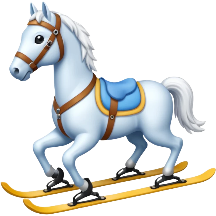A snow horse made of snow with ski emoji