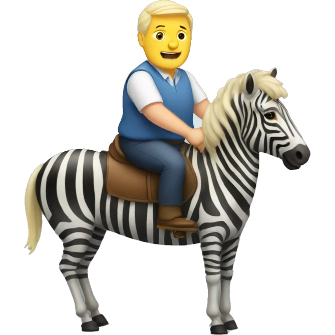 Old overweight blonde man riding a zebra emoji