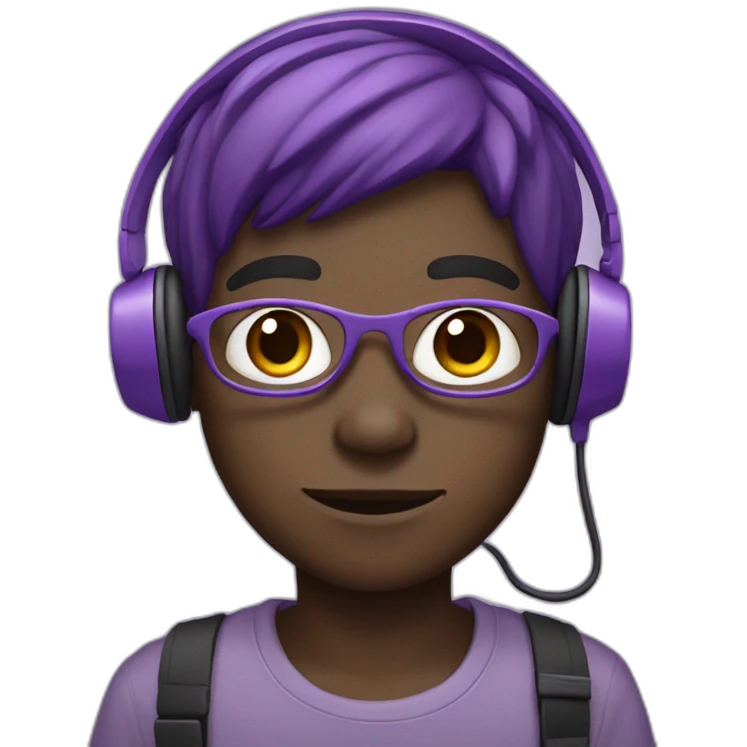 purple boy with purple skin colour with headset emoji