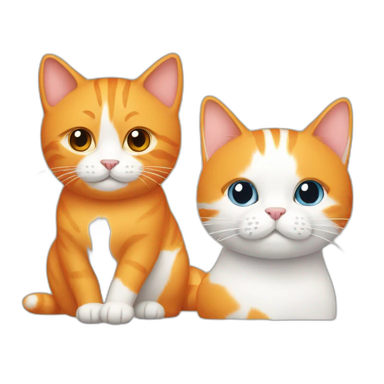 one orange cat and one white cat heads only emoji