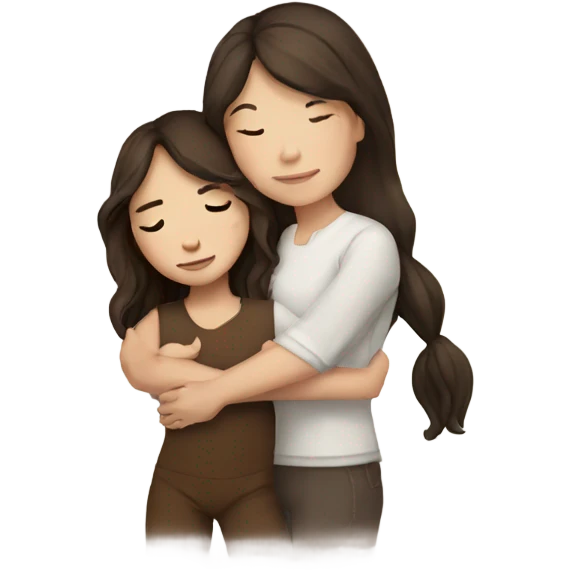Girl with dark brown hair hugging brown horse with white spots  emoji
