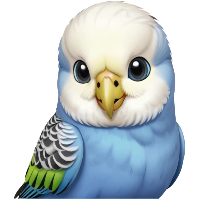 budgie, grey feathers, white head, iphone quality emoji
