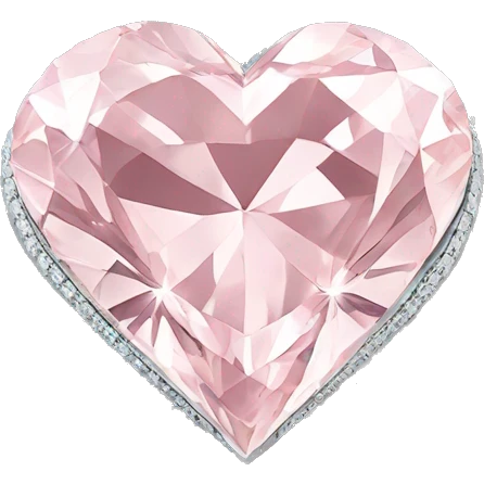 Silver light pink diamond ring heart emoji