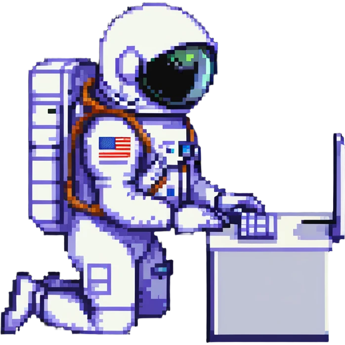 astronaut working on a computer in space emoji