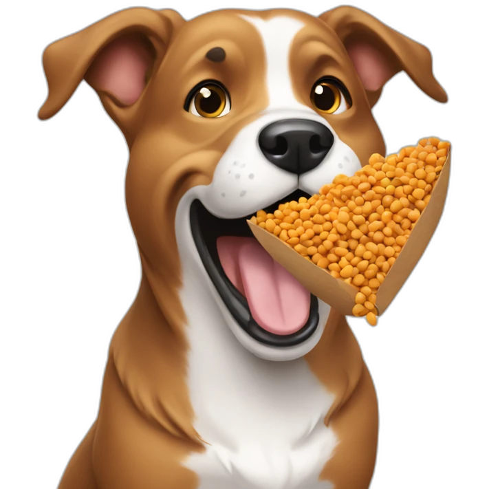 happy dog putting dog food in its mouth emoji