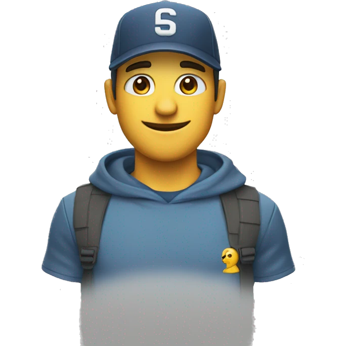 Create a character called trendinho shop with a cap and shirt written Trend Shop Promotions emoji