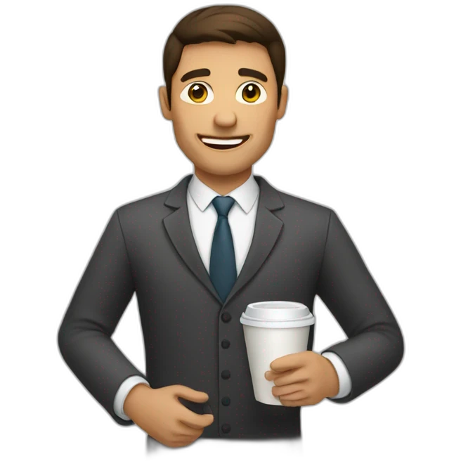 A male holding coffee cup emoji