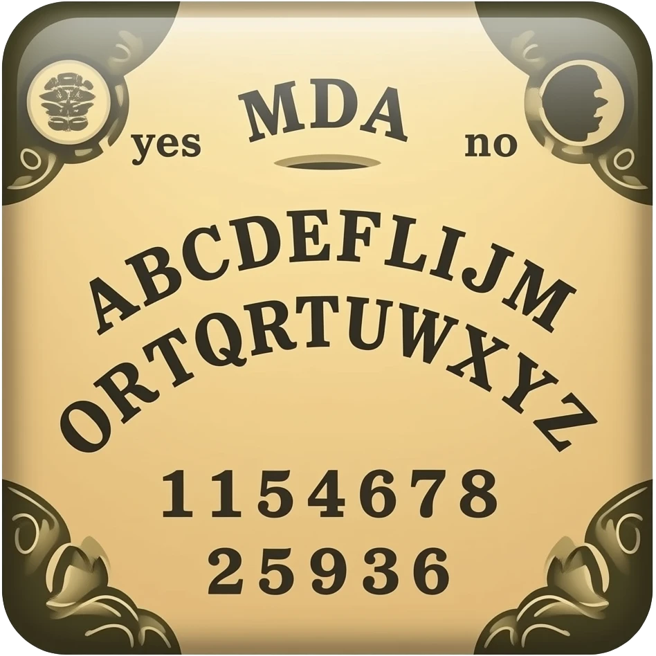 Ouija yes no abcdefghijklmnopqrstuvwxyz 1234567890 emoji