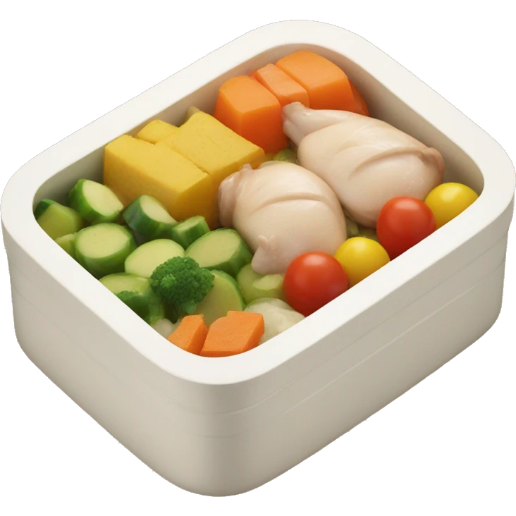 Bento box with chicken and multicolored veggies emoji